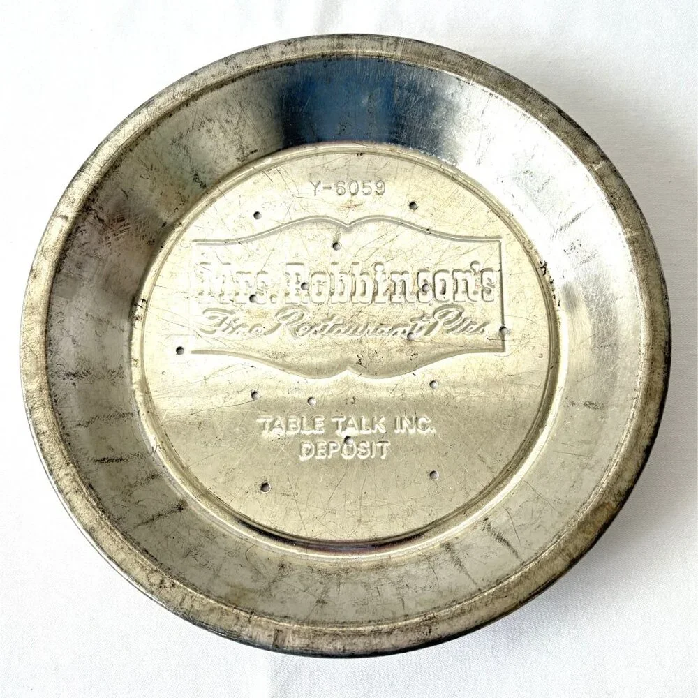 Vintage Mrs Robinson's Fine Restaurant Pies Table Talk Rustic Tin Pie Plate 9.5